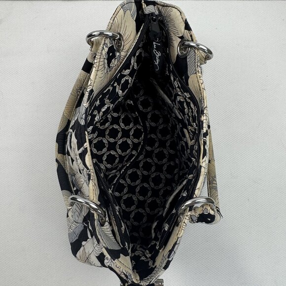 Vera Bradley Womens Black White Camellia Floral Quilted Purse Shoulder Bag - Picture 14 of 16